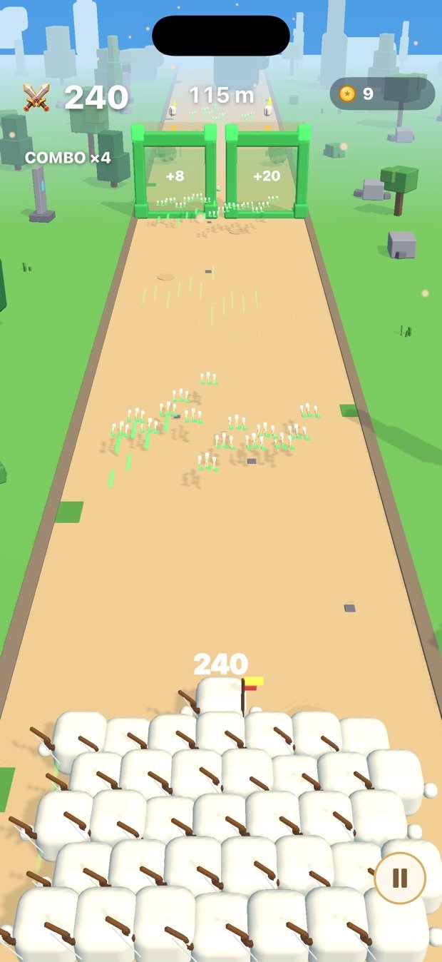 A legion of 45 archers firing a wall of arrows at combo x60.